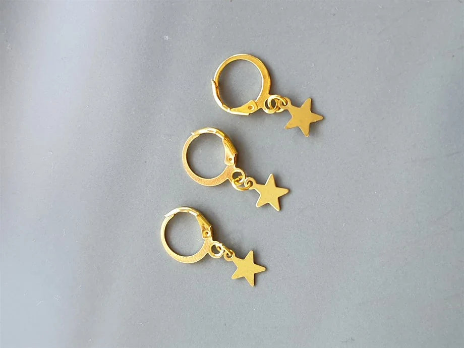 3'lü Gold Yıldız Küpe