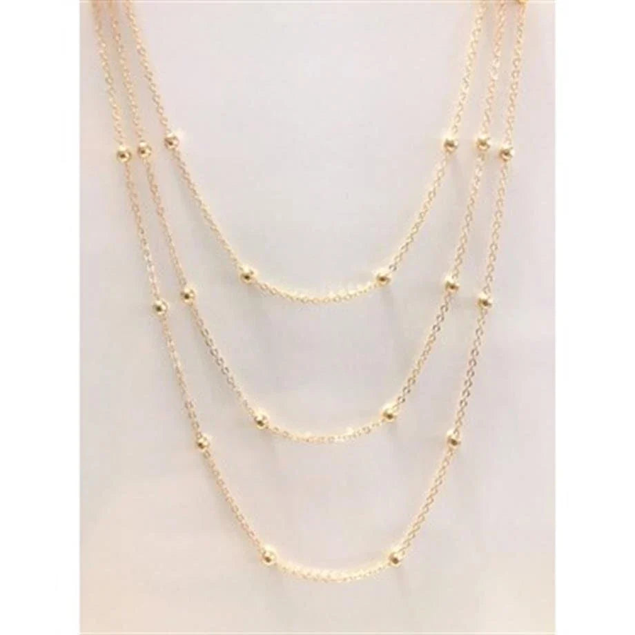 3'lü Gold Top Zincir Kolye